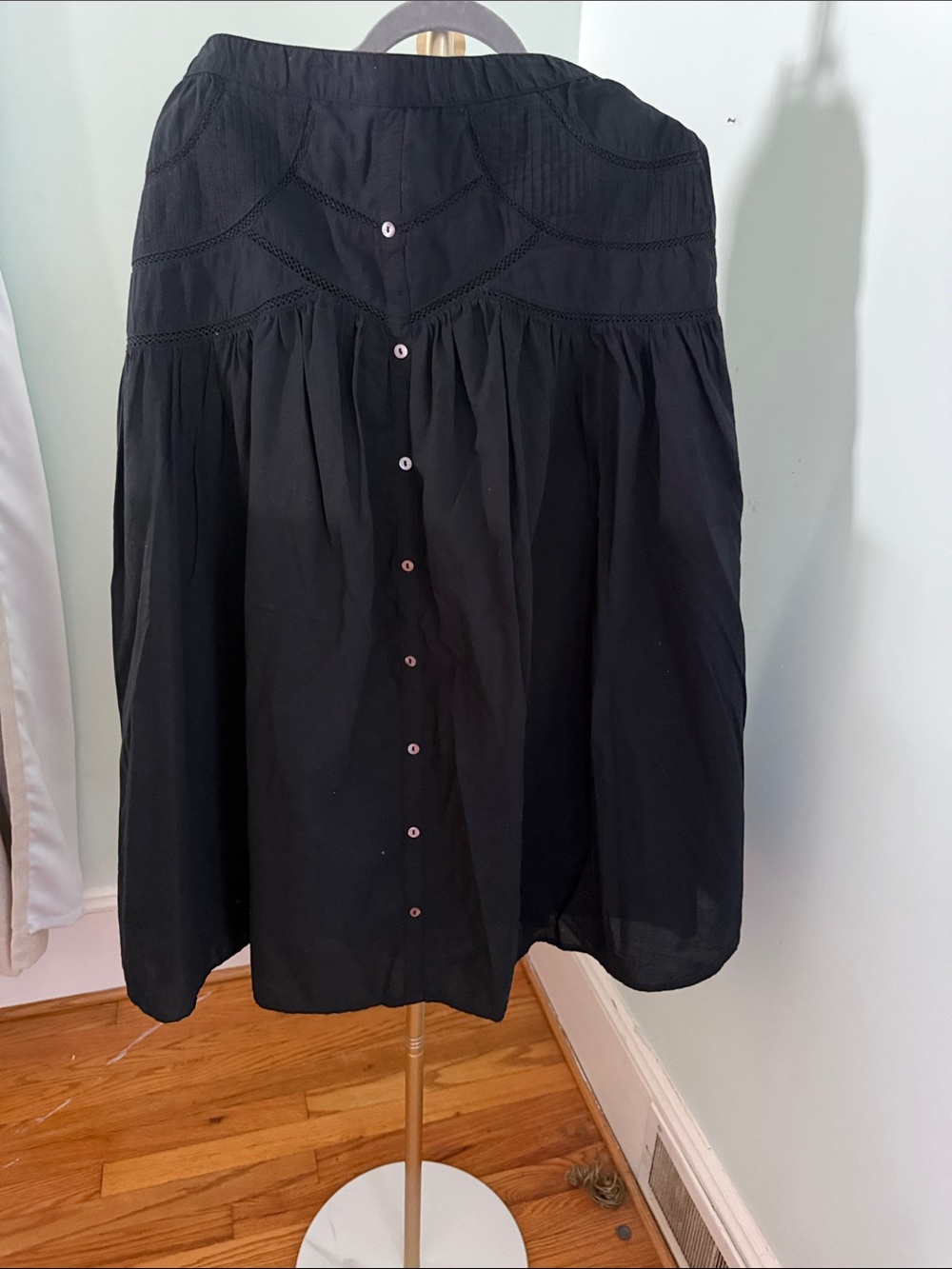 Treasure & Bond Black Button-Front A-Line Skirt